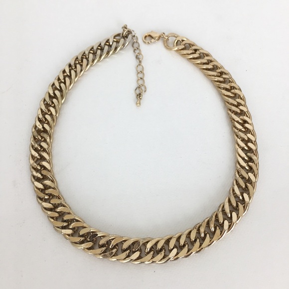 Chunky Gold Tone Chain Link Statement Choker Y2K Necklace Thick - Picture 8 of 12